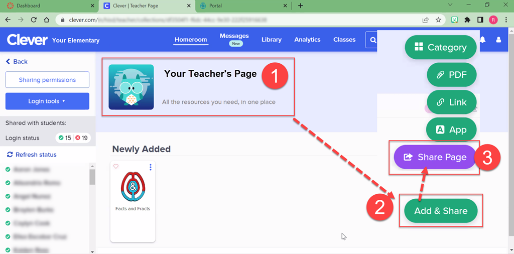 How to share your Teacher Page in Clever